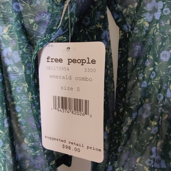 Free People Sweet Heart Top in Emerald Combo Size Small NWT - Picture 6 of 7